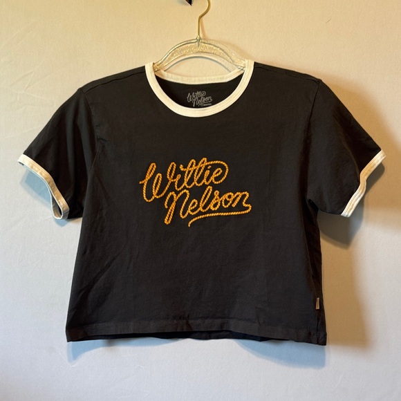 Brixton Tops - Brixton Willie Nelson Ringer Tee Medium Retro Graphic Cropped Western Band Tee